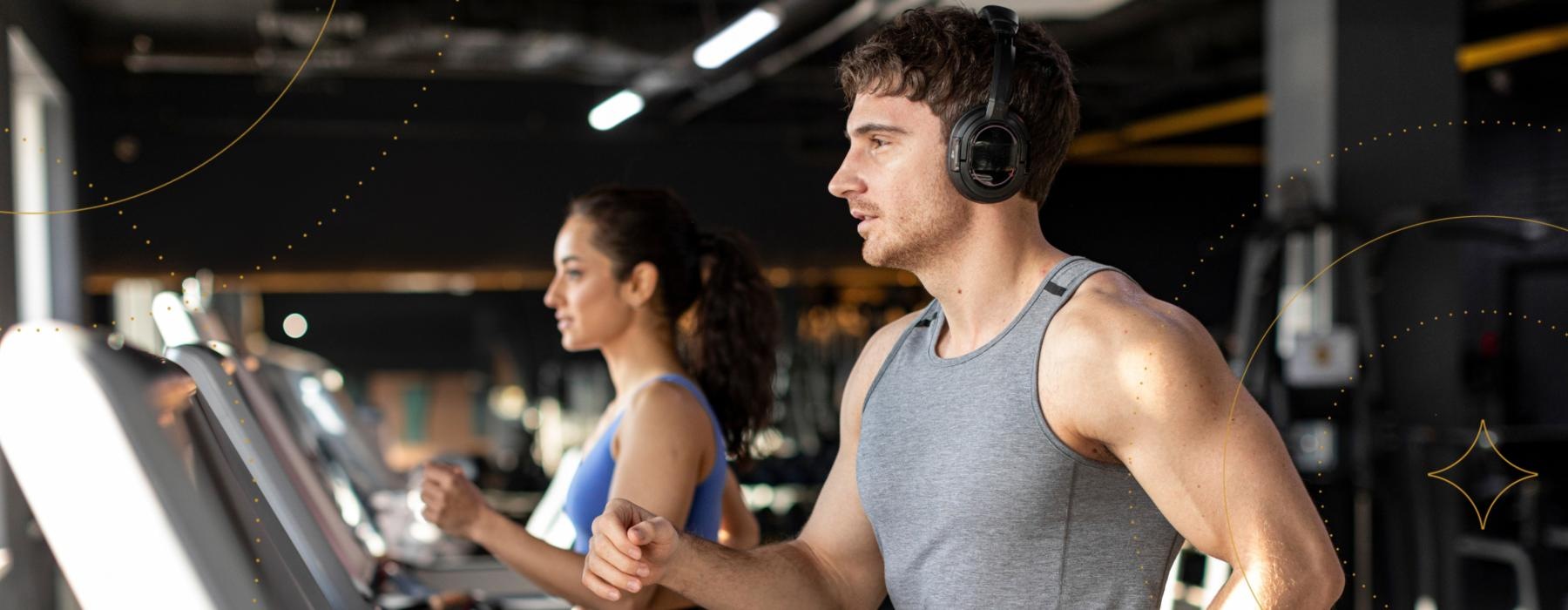 a man and woman running on treadmill Mount Holly NJ apartments for rent J Centra Burlington 