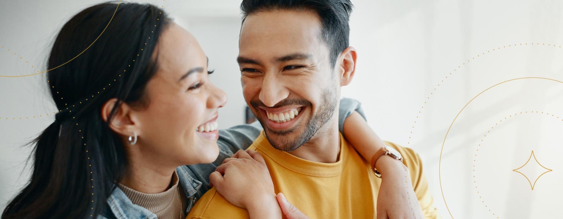 a man and woman smiling Mount Holly NJ luxury apartments for rent J Centra Burlington 